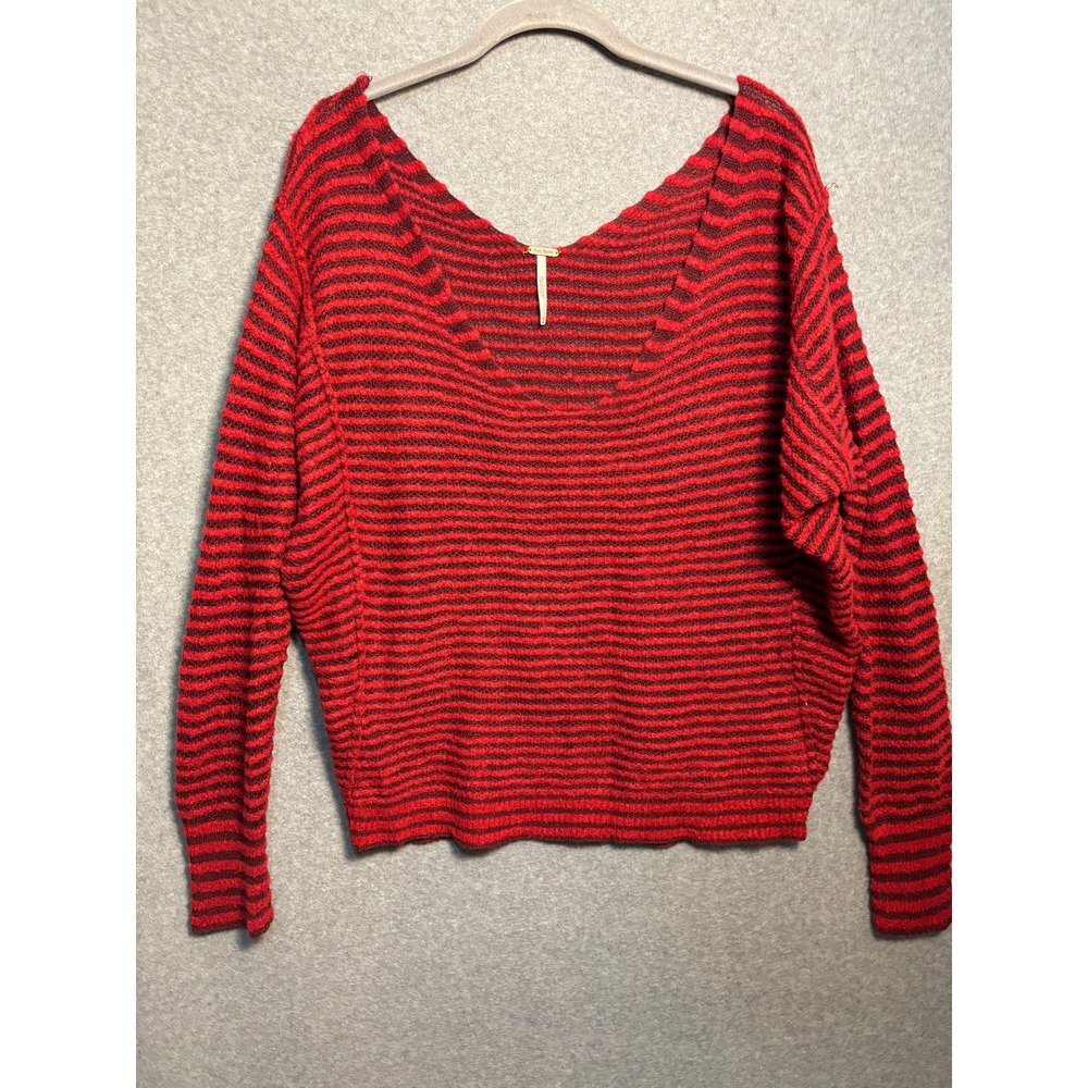 Free People Linen Wool Blend Striped Sweater Lagenlook‎ Boho Oversized M